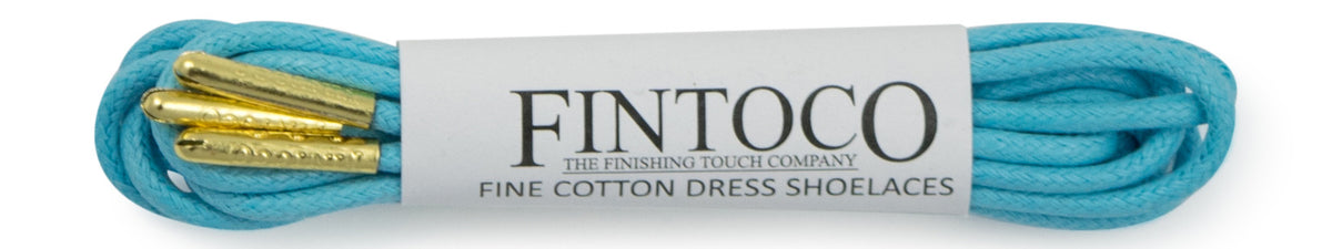 Aqua Blue Waxed Dress Shoelaces with Metal Tips