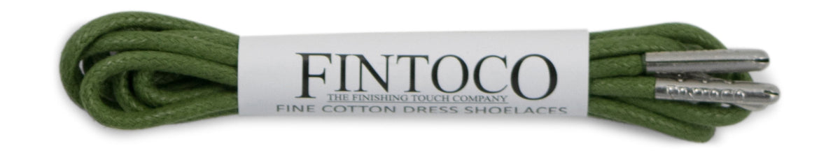 Army Green Waxed Dress Shoelaces with Metal Tips