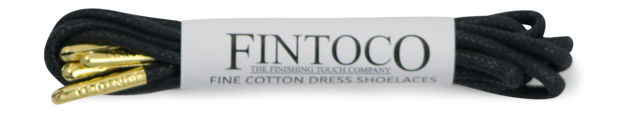 Midnight Black Waxed Dress Shoelaces with Metal Tips