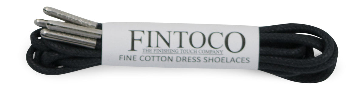 Midnight Black Waxed Dress Shoelaces with Metal Tips