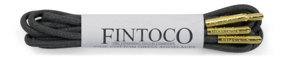 Dark Grey Waxed Dress Shoelaces with Metal Tips