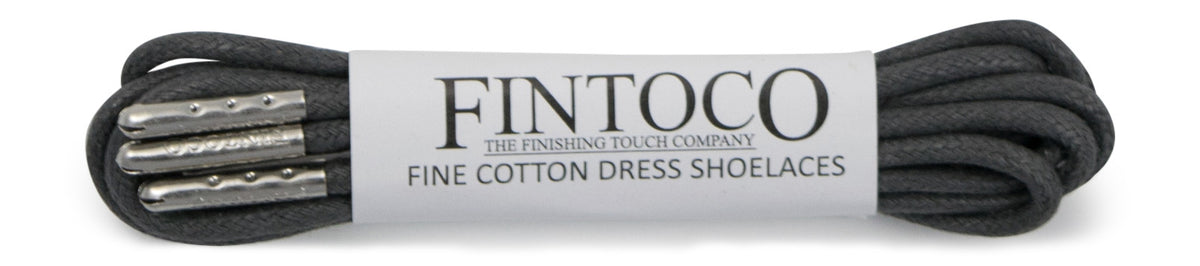 Dark Grey Waxed Dress Shoelaces with Metal Tips