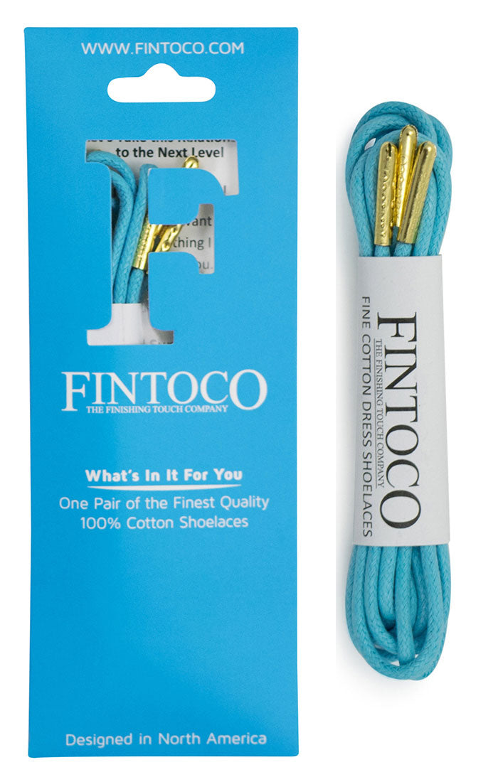 Aqua Blue Waxed Dress Shoelaces with Metal Tips