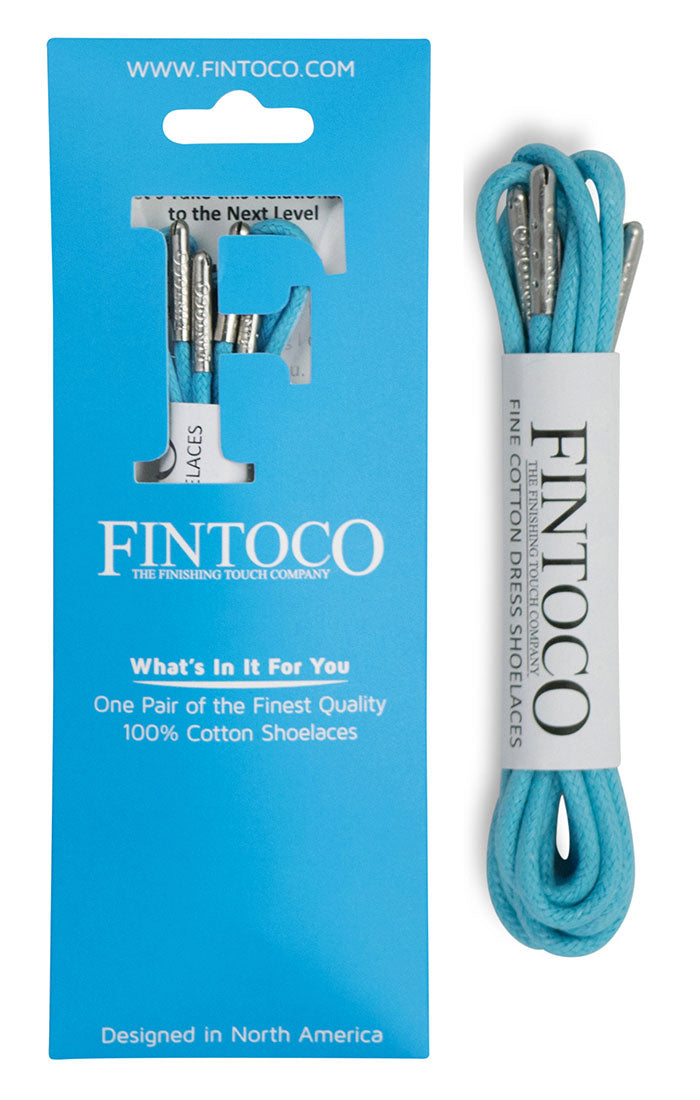 Aqua Blue Waxed Dress Shoelaces with Metal Tips