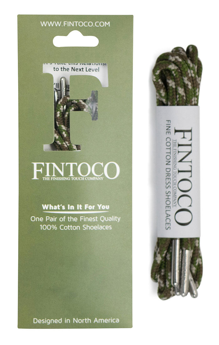 Camo Waxed Dress Shoelaces with Metal Tips