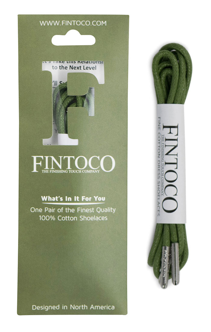 Army Green Waxed Dress Shoelaces with Metal Tips