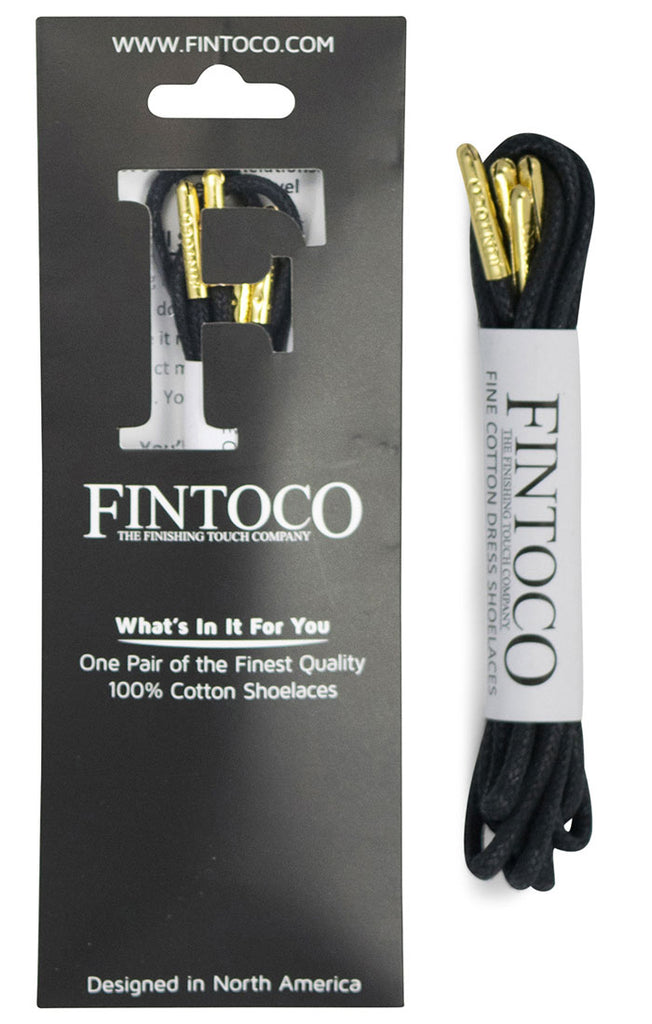 Midnight Black Waxed Dress Shoelaces with Metal Tips Midnight Black Waxed Dress Shoelaces with Metal Tips