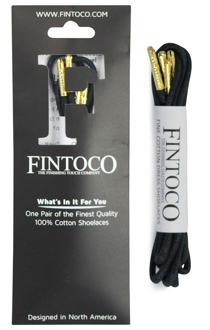 Midnight Black Waxed Dress Shoelaces with Metal Tips