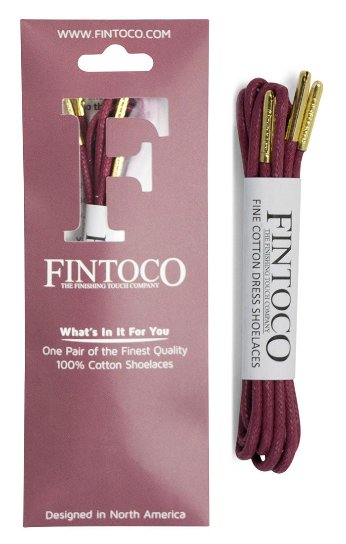 Burgundy Wine Waxed Dress Shoelaces with Metal Tips