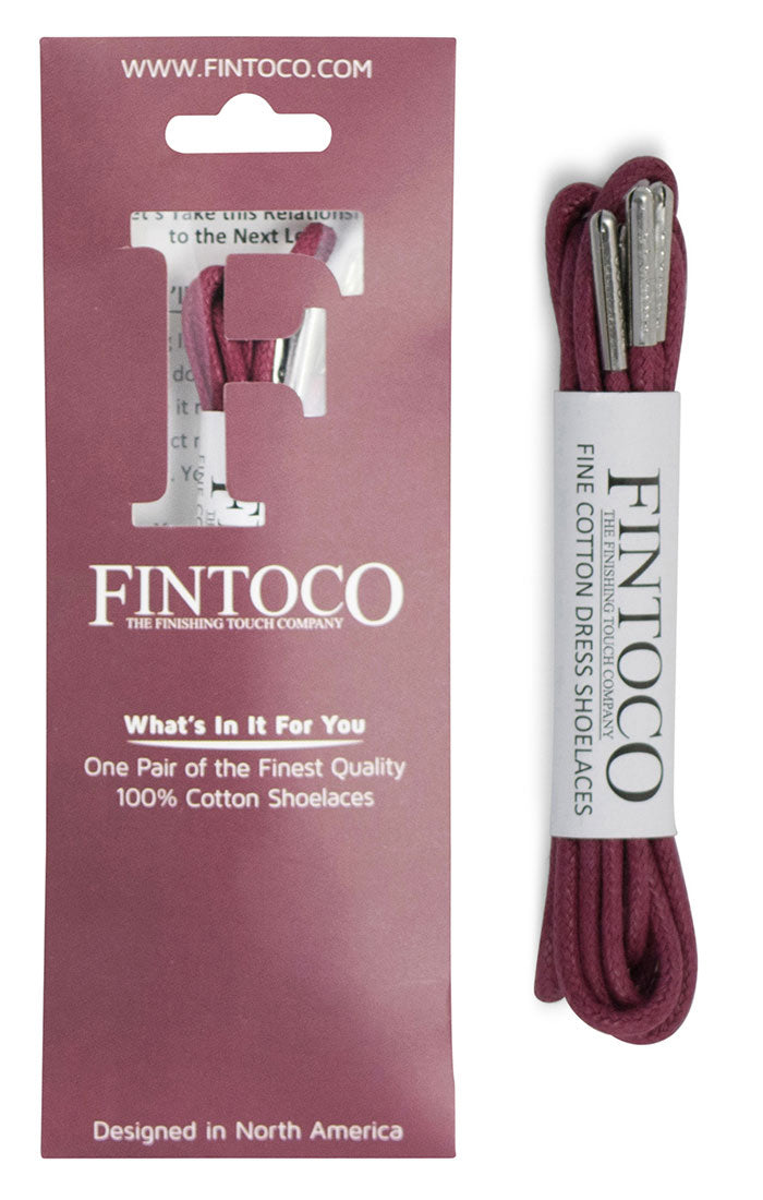 Burgundy Wine Waxed Dress Shoelaces with Metal Tips