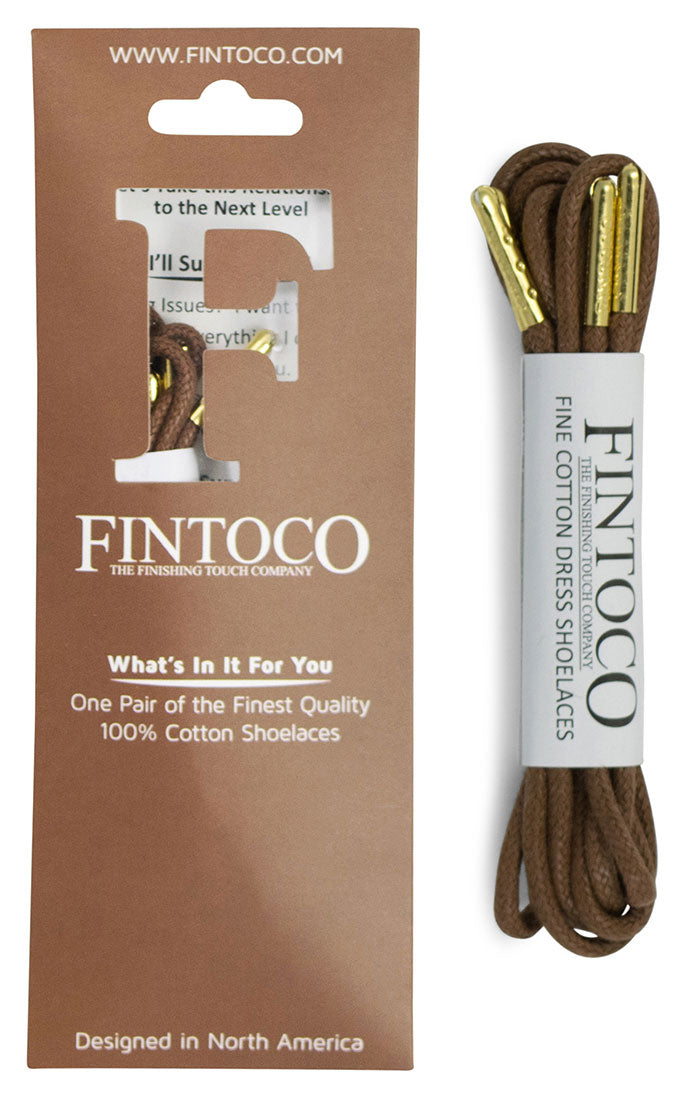 Dark Chocolate Brown Waxed Dress Shoelaces with Metal Tips - Fintoco - The Finishing Touch Company Dark Chocolate Brown Waxed Dress Shoelaces with Metal Tips - Fintoco - The Finishing Touch Company