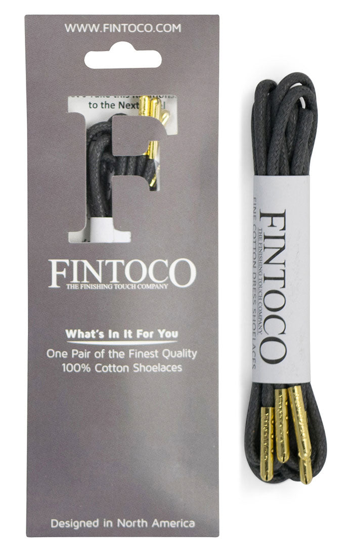 Dark Grey Waxed Dress Shoelaces with Metal Tips