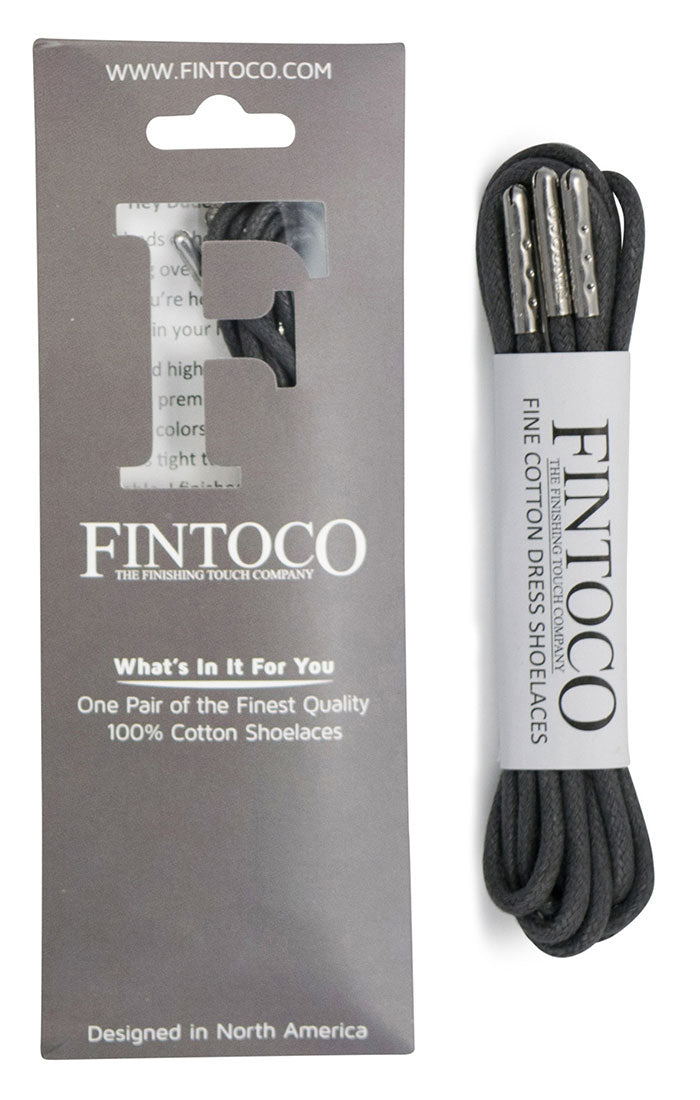 Dark Grey Waxed Dress Shoelaces with Metal Tips