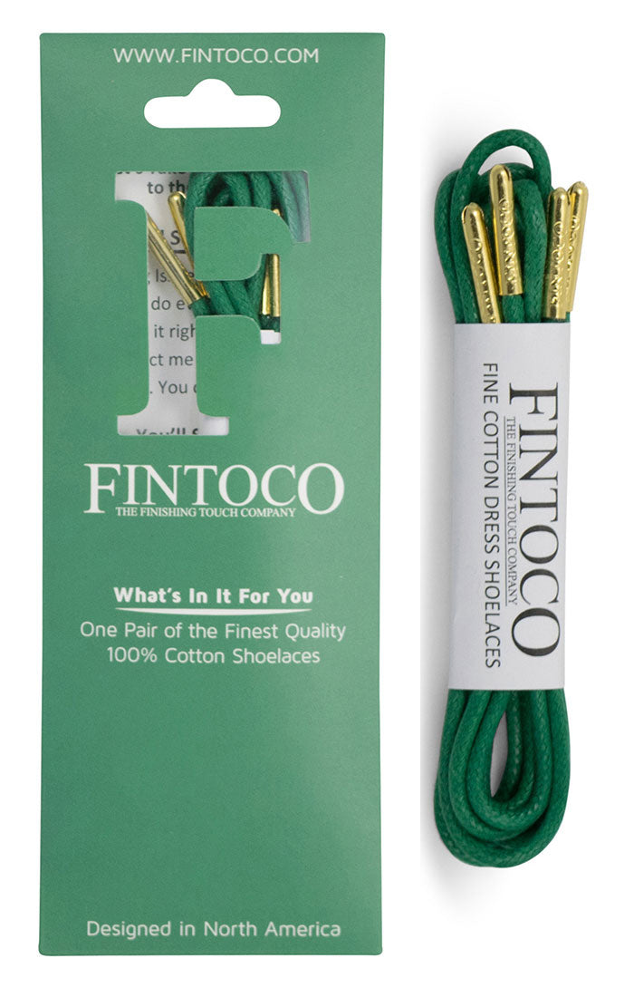 Green Machine Waxed Dress Shoelaces with Metal Tips