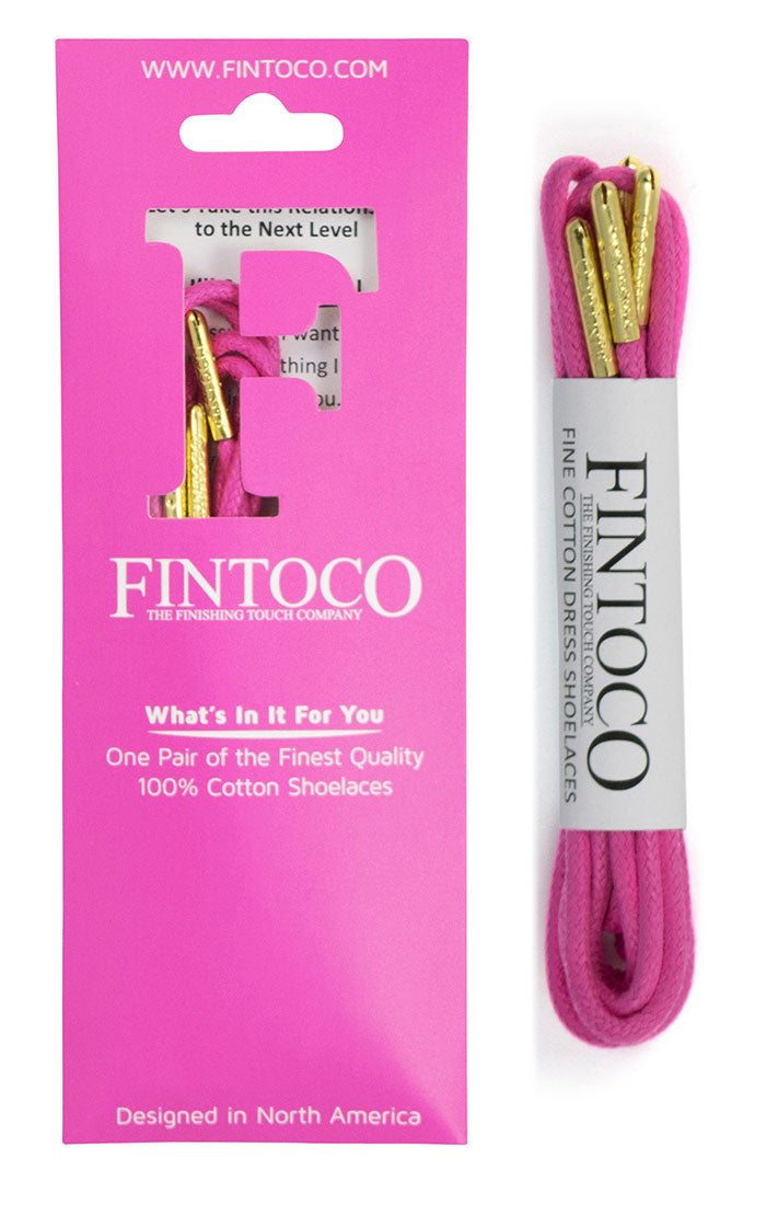 Hot Pink Waxed Dress Shoelaces with Metal Tips