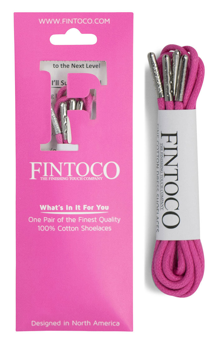 Hot Pink Waxed Dress Shoelaces with Metal Tips