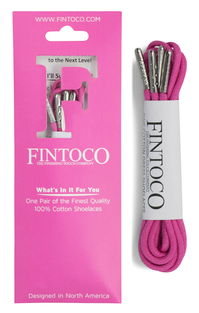 Hot Pink Waxed Dress Shoelaces with Metal Tips