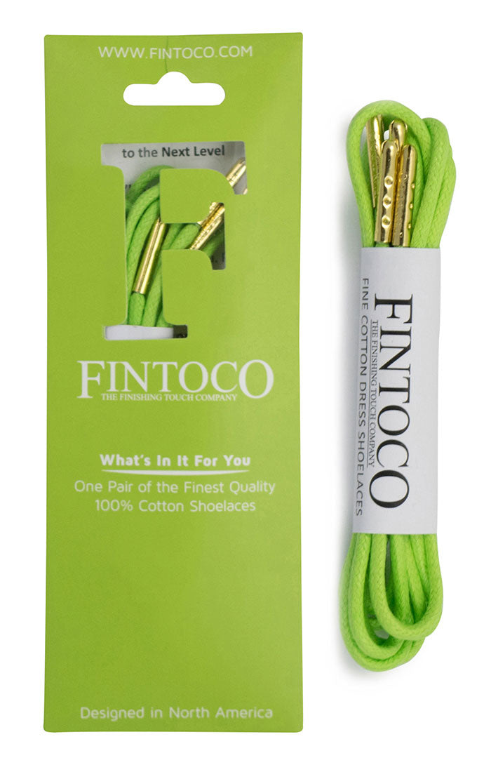Lime Green Waxed Dress Shoelaces with Metal Tips