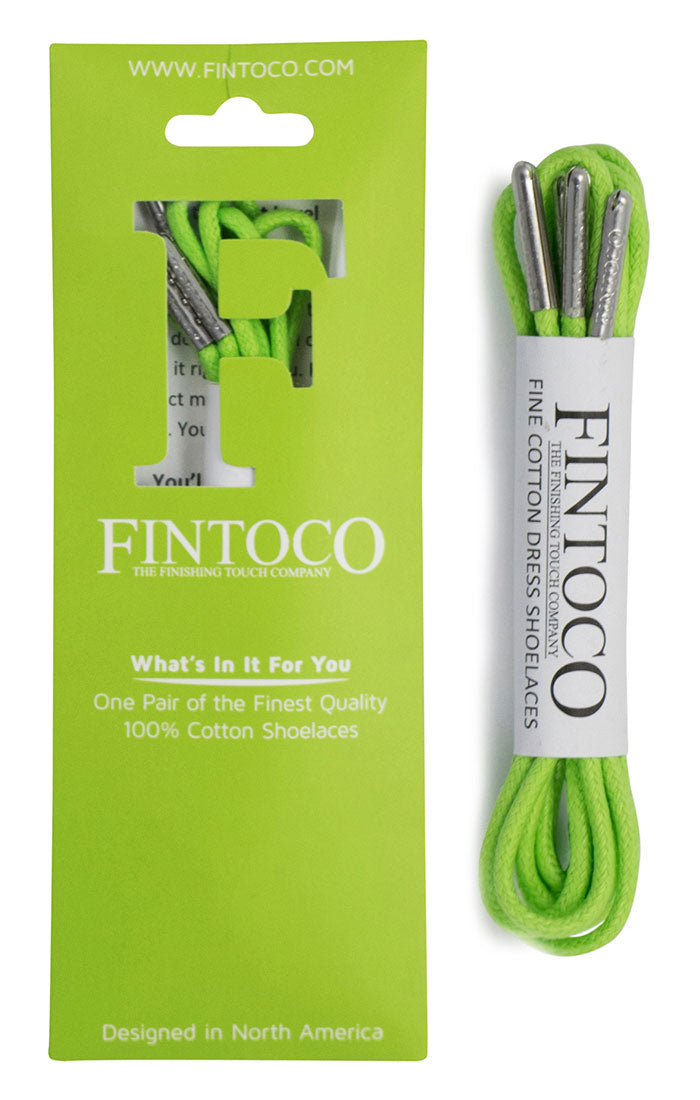 Lime Green Waxed Dress Shoelaces with Metal Tips
