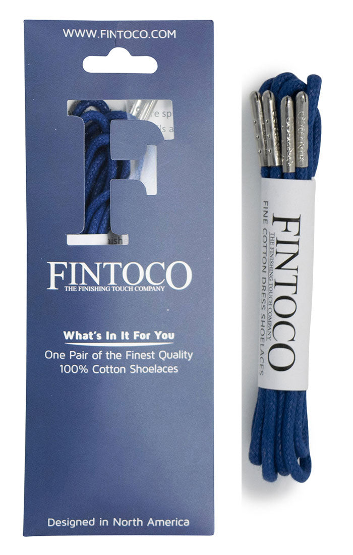Navy The Royal Blue Waxed Dress Shoelaces with Metal Tips Navy The Royal Blue Waxed Dress Shoelaces with Metal Tips