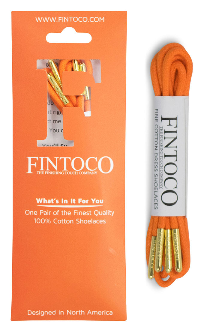 Intense Orange Waxed Dress Shoelaces with Metal Tips