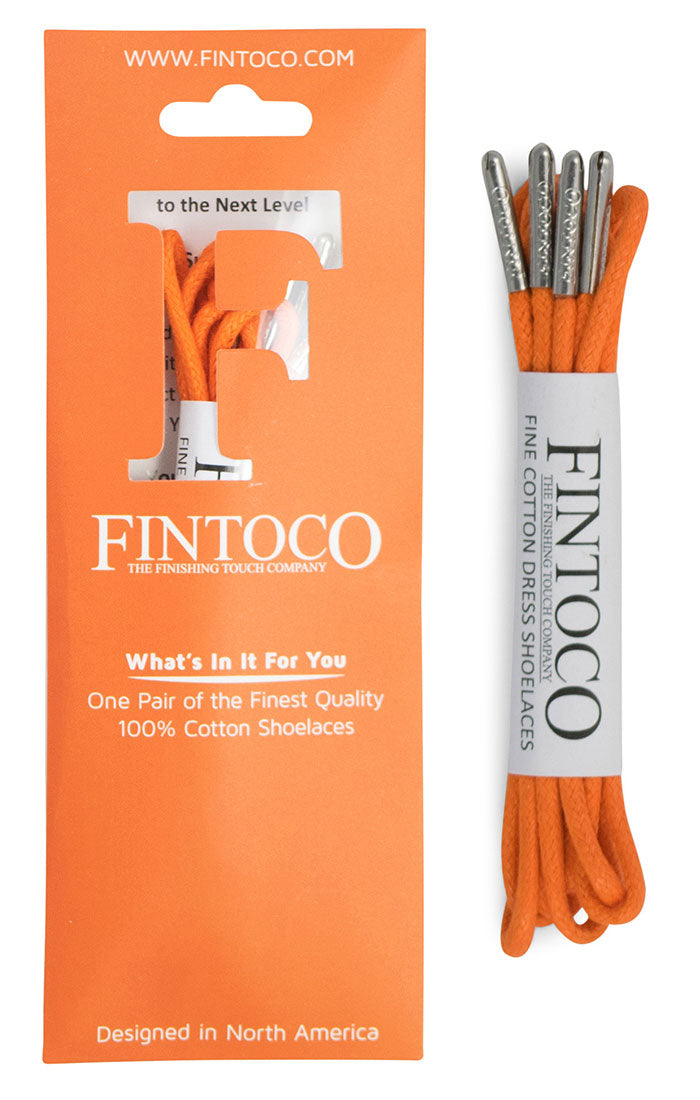 Intense Orange Waxed Dress Shoelaces with Metal Tips