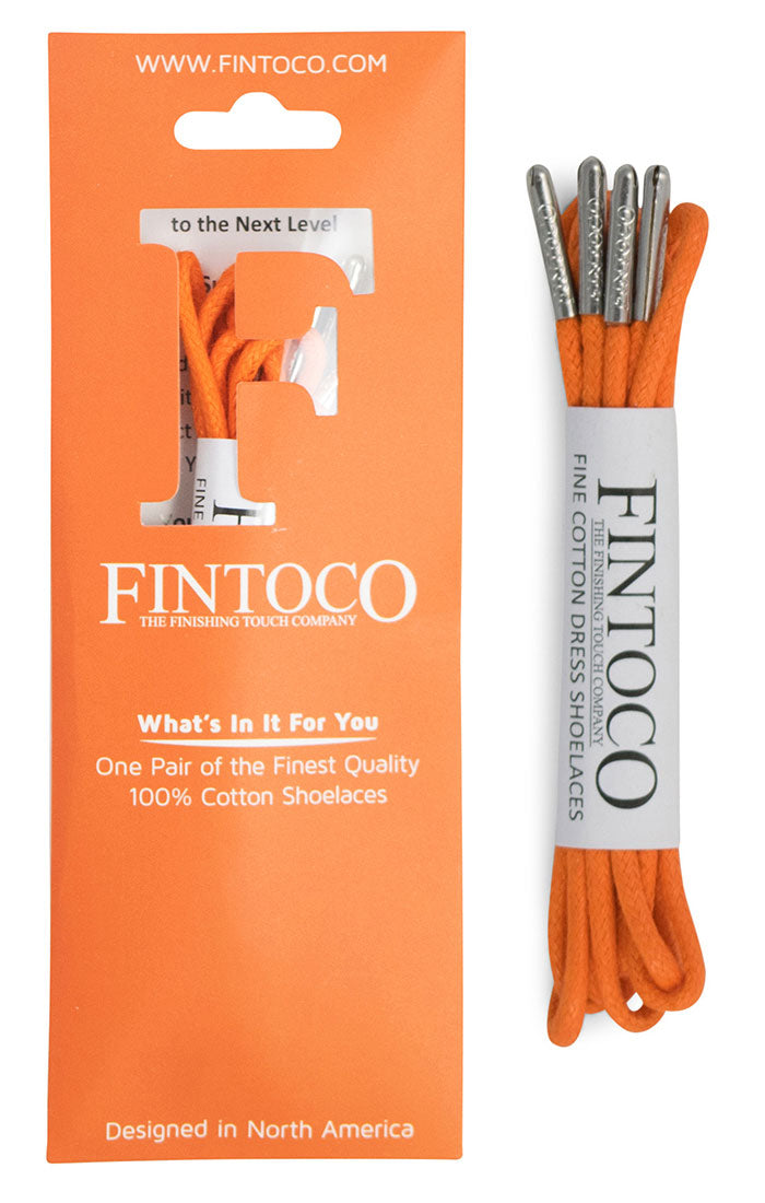Intense Orange Waxed Dress Shoelaces with Metal Tips