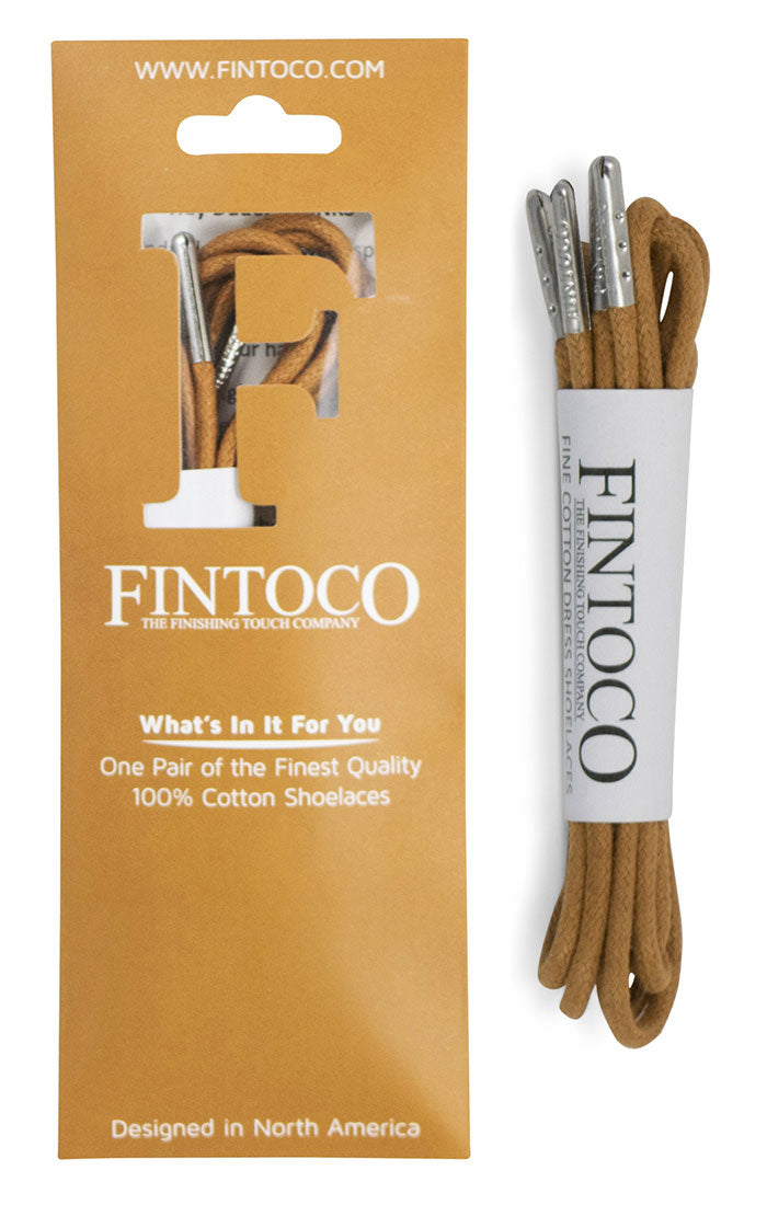 Tan Waxed Dress Shoelaces with Metal Tips