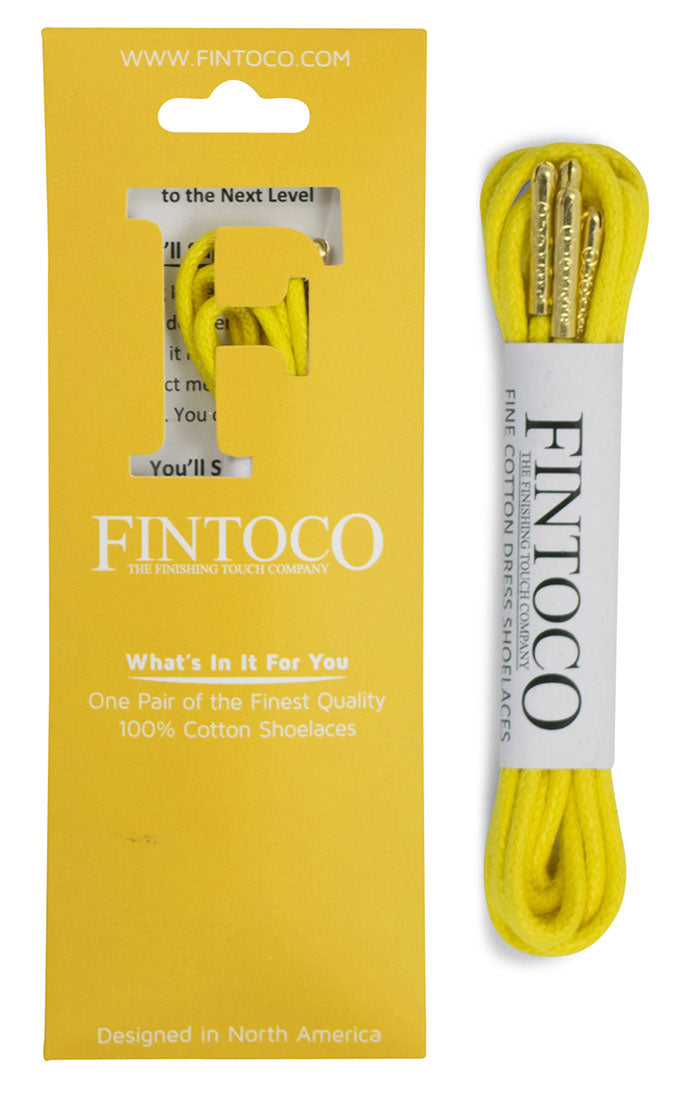 Sunshine Yellow Waxed Dress Shoelaces with Metal Tips