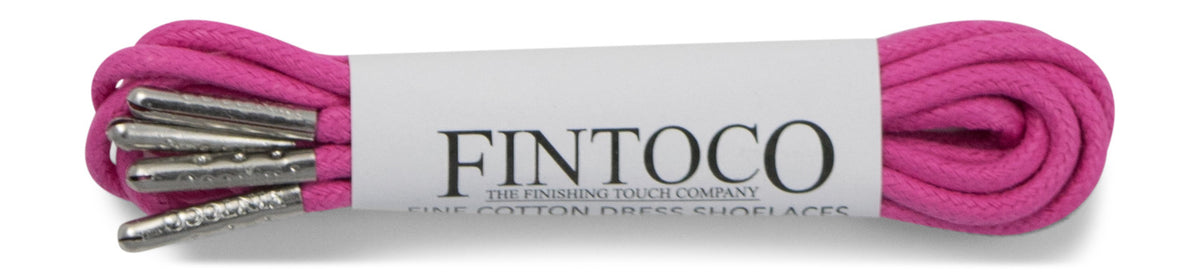 Hot Pink Waxed Dress Shoelaces with Metal Tips