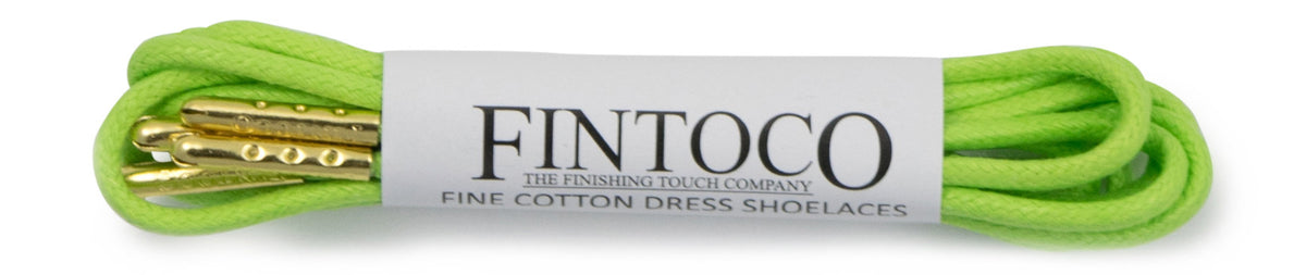 Lime Green Waxed Dress Shoelaces with Metal Tips