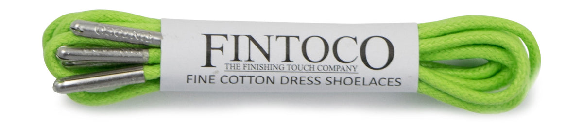 Lime Green Waxed Dress Shoelaces with Metal Tips
