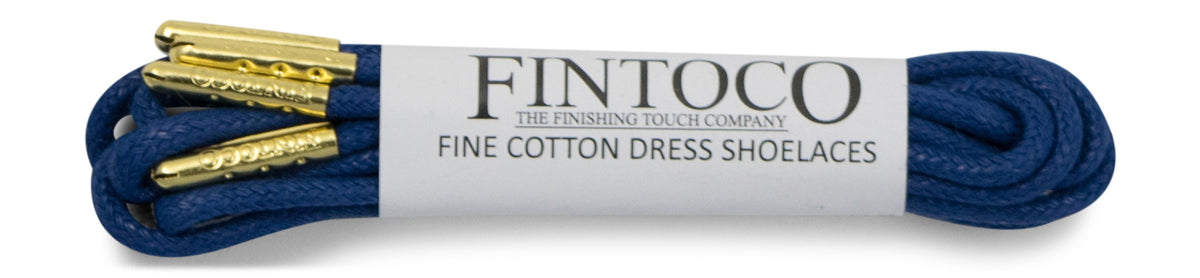 Navy &quot;The Royal&quot; Blue Waxed Dress Shoelaces with Metal Tips