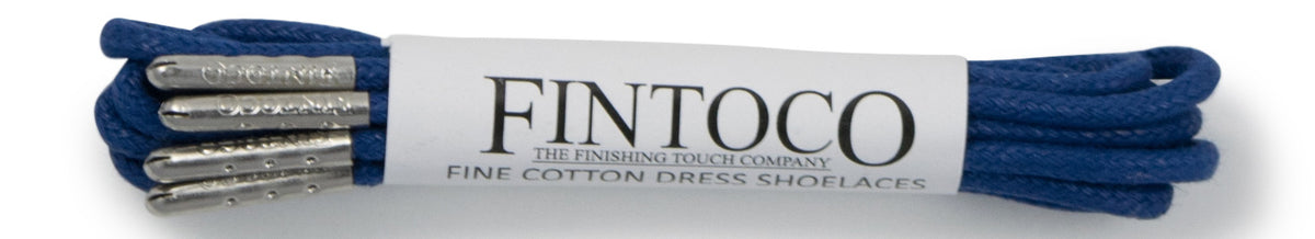 Navy &quot;The Royal&quot; Blue Waxed Dress Shoelaces with Metal Tips