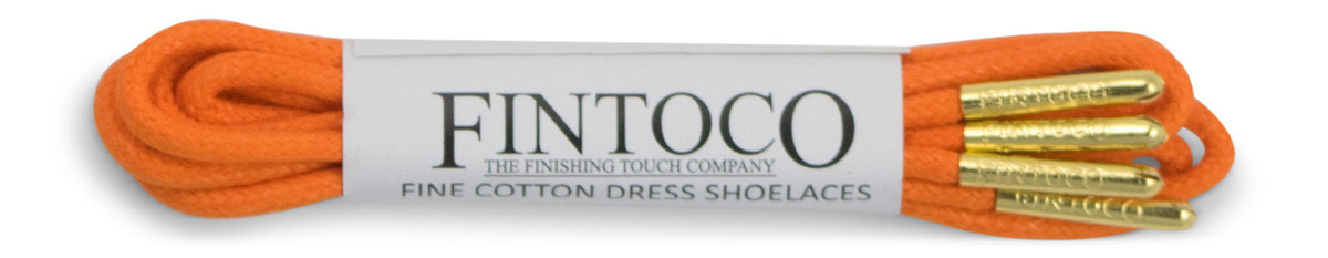 Intense Orange Waxed Dress Shoelaces with Metal Tips