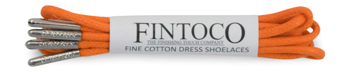 Intense Orange Waxed Dress Shoelaces with Metal Tips