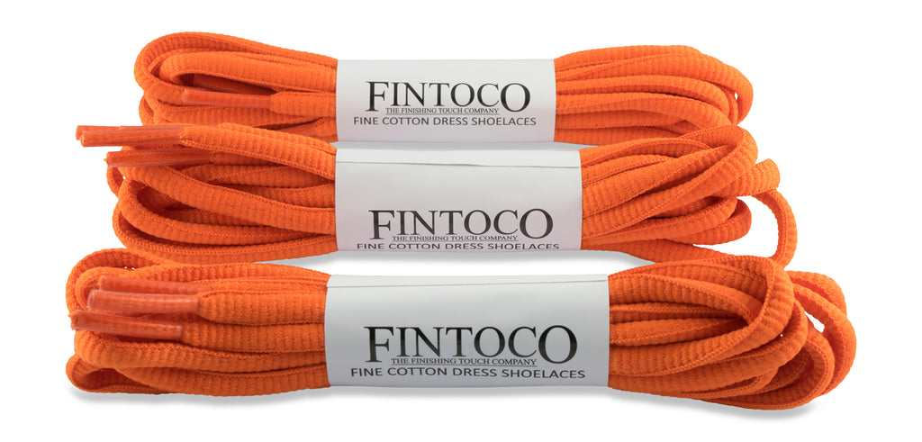 Oval Athletic Shoelaces Neon Orange Fintoco The Finishing Touch Company