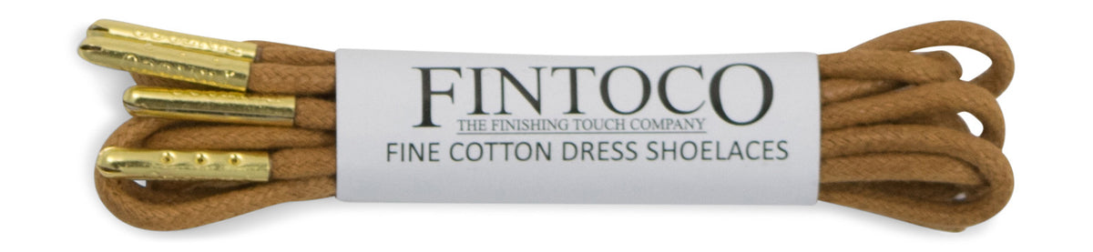 Tan Waxed Dress Shoelaces with Metal Tips