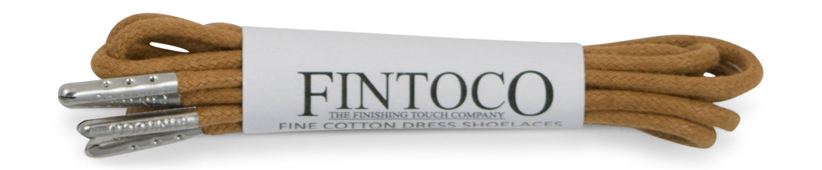 Tan Waxed Dress Shoelaces with Metal Tips