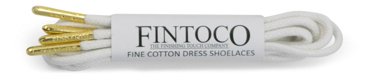 Bright White Waxed Dress Shoelaces with Metal Tips